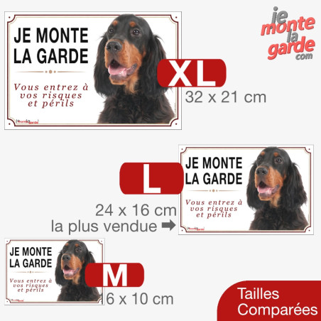 Setter Gordon, plaque portail photo "Je Monte la Garde, risques et périls" 3 Tailles