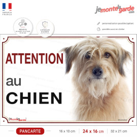Pancarte Berger des Pyrénées fauve Labrit "ATTENTION au CHIEN" pour portail, fabrication française durable