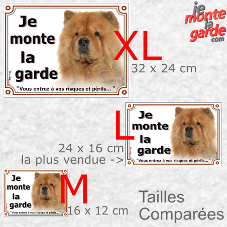Chow-Chow, plaque portail  photo "Je Monte la Garde, risques et périls" 3 Tailles