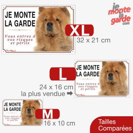 Chow-Chow, plaque portail  photo "Je Monte la Garde, risques et périls" 3 Tailles