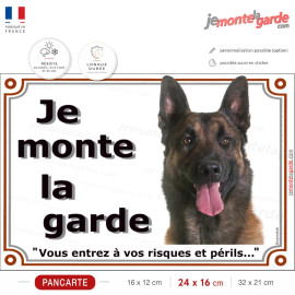 Malinois sombre, plaque portail photo "Je Monte la Garde, vous entrez à vos risques et périls" photo, résiste dehors