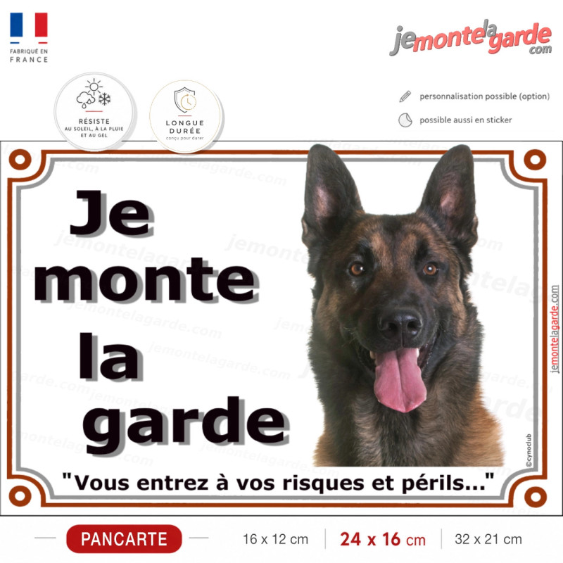 Malinois sombre, plaque portail photo "Je Monte la Garde, vous entrez à vos risques et périls" photo, résiste dehors Malinois sombre, plaque portail photo "Je Monte la Garde, vous entrez à vos risques et périls" photo, résiste dehors