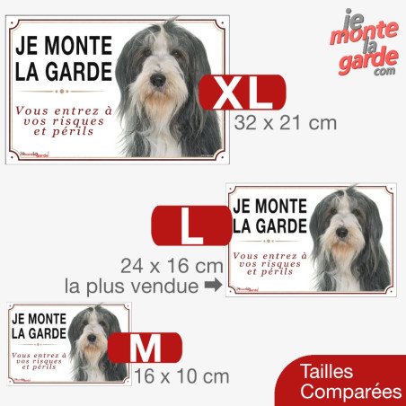 Bearded Collie, plaque portail photo "Je Monte la Garde, risques et périls" 3 Tailles
