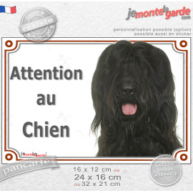 Briard noir, plaque portail "Attention au Chien" photo Berger de Brie, résiste pluie soleil gel, idée cadeau