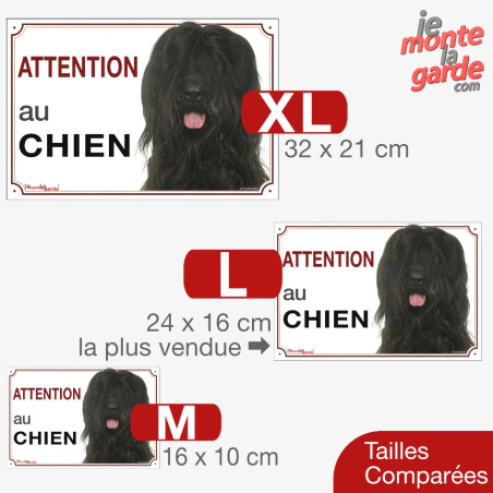 Briard noir, plaque portail photo "Attention au Chien" 3 Tailles