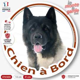 Akita américain bringé, sticker autocollant rond "Chien à Bord" Disque photo adhésif résiste pluie soleil gel, idée cadeau