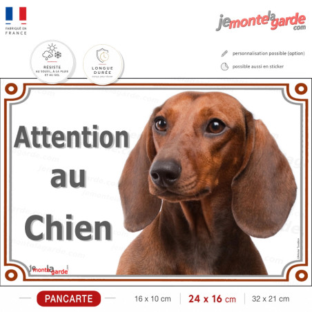 Teckel poils ras, plaque portail "Attention au Chien" 3 Tailles Teckel poils ras, plaque portail "Attention au Chien" 3 Tailles