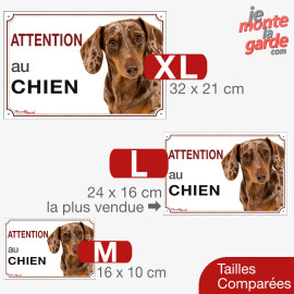 Teckel poils ras, plaque portail "Attention au Chien" 3 Tailles