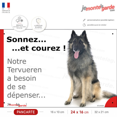 Tervueren, plaque humour "Sonnez et Courez, besoin se dépenser !" 3 Tailles