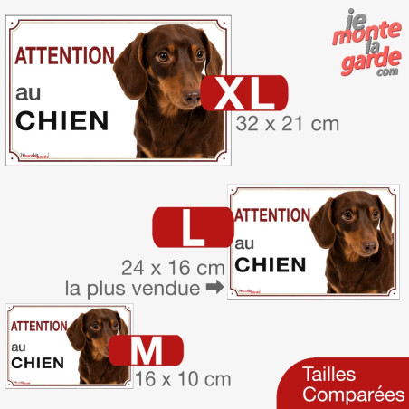 Teckel poils ras, plaque portail "Attention au Chien" 3 Tailles