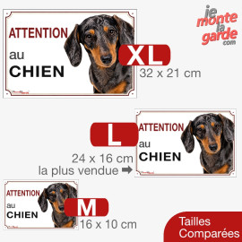 Teckel poils ras, plaque portail "Attention au Chien" 3 Tailles