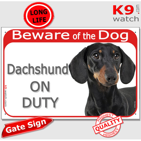 Black and Tan Smooth-Haired Dachshund On Duty Gate Sign 24 cm