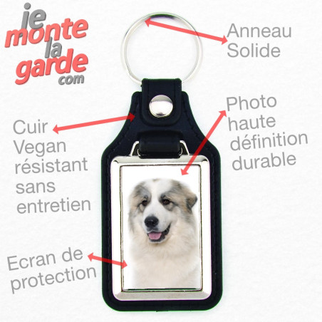 Porte-clés Patou cuir Vegan photo durable fabriqué en France