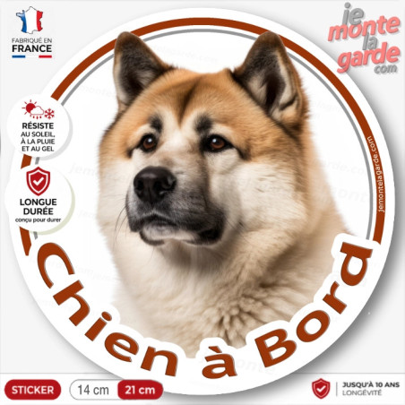 Akita américain sticker voiture rond photo "Chien à Bord" 2 Tailles Akita américain sticker voiture rond photo "Chien à Bord" 2 Tailles