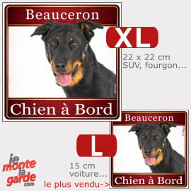 Sticker Beauceron Chien à Bord noir et feu, résiste dehors, 2 Tailles