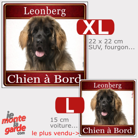 Sticker voiture carré Leonberg "Chien à Bord", résiste dehors, 2 Tailles