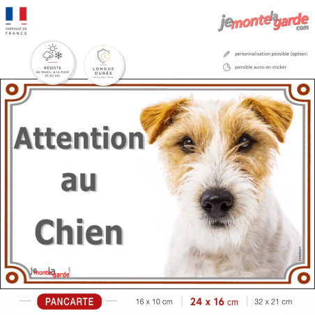 Jack Russell poils durs plaque portail "Attention au Chien" 3 Tailles