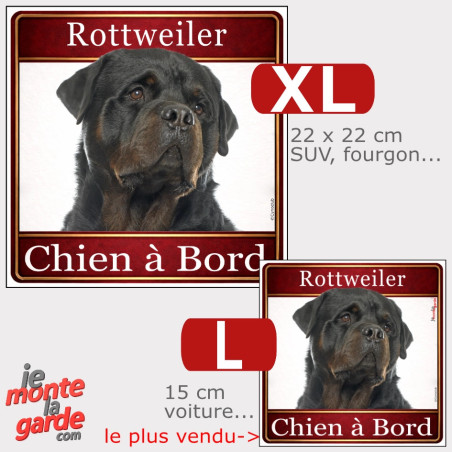 Sticker voiture carré Rottweiler "Chien à Bord", résiste dehors, 2 Tailles