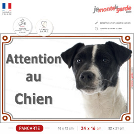 Jack Russell Terrier Blanc et Noir, plaque portail portail "Attention au Chien" photo, résiste pluie soleil gel, idée cadeau