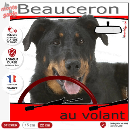 "Beauceron au volant" photo autocollant humour voiture, résiste dehors, 2 Tailles "Beauceron au volant" photo autocollant humour voiture, résiste dehors, 2 Tailles