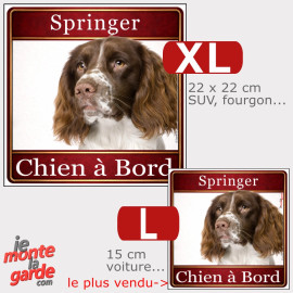 Sticker carré Springer anglais foie et blanc "Chien à Bord" résiste dehors, 2 Tailles