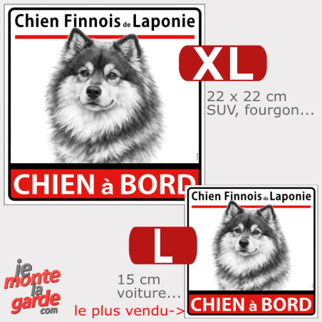 Autocollant voiture dessin "Chien Finnois de Laponie à Bord" résiste dehors, 2 Tailles