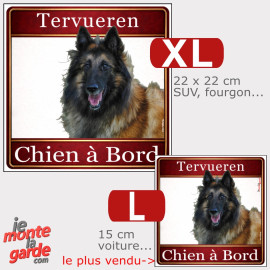 Tervueren, Sticker carré photo "Chien à Bord" résiste dehors, 2 Tailles