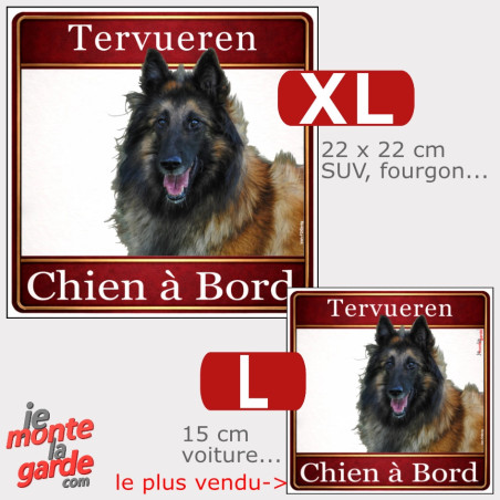 Tervueren, Sticker carré photo "Chien à Bord" résiste dehors, 2 Tailles