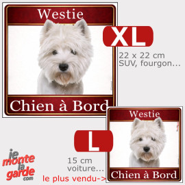 Westie, Sticker carré photo "Chien à Bord" résiste dehors, 2 Tailles
