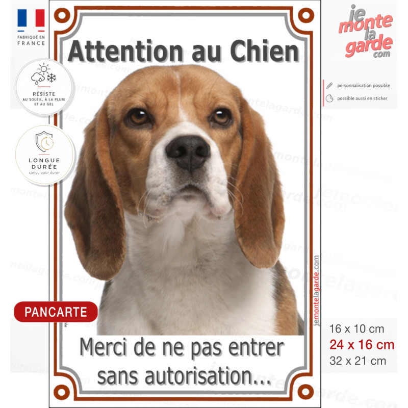 Beagle, plaque portail verticale photo "Attention au Chien, ne pas enter sans autorisation" résiste à l'extérieur, idée cadeau Beagle, plaque portail verticale photo "Attention au Chien, ne pas enter sans autorisation" résiste à l'extérieur, idée cadeau