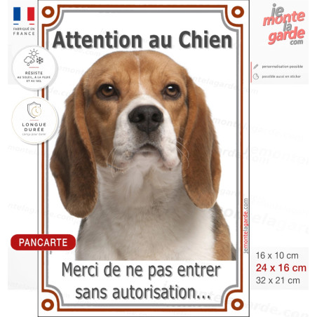 Beagle, plaque portail verticale photo "Attention au Chien, ne pas enter sans autorisation" résiste à l'extérieur, idée cadeau