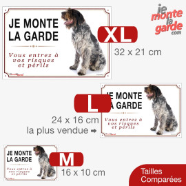 Griffon Korthals, plaque portail "Je Monte la Garde, risques périls" 3 Tailles