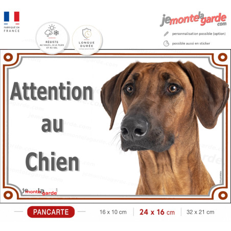 Rhodesian Ridgeback, plaque portail photo "Attention au Chien" résiste dehors, fabriqué en France, idée cadeau