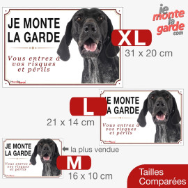 Braque Allemand noir, sticker photo "Je Monte la Garde, risques et périls" 3 Tailles