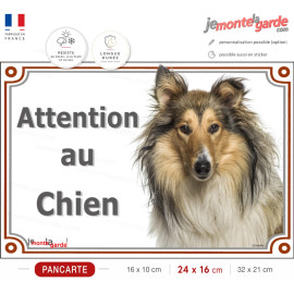 Colley fauve zibeline, plaque portail "Attention au Chien" photo, Berger d'Ecosse Lassie, résiste pluie soleil gel, idée cadeau