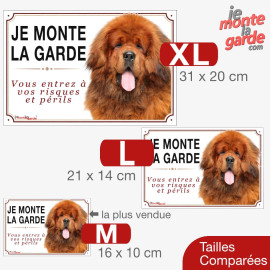 Dogue du Tibet, sticker photo "Je Monte la Garde, risques et périls" 3 Tailles
