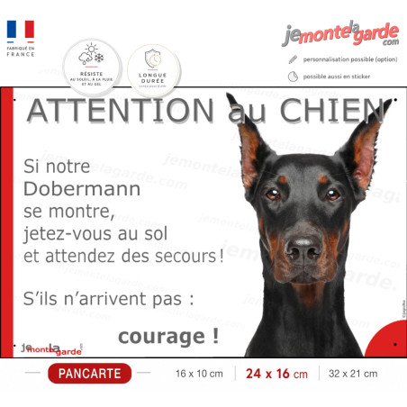 Dobermann, plaque humour "Attention au Chien, Jetez Vous au Sol" 3 Tailles Dobermann, plaque humour "Attention au Chien, Jetez Vous au Sol" 3 Tailles
