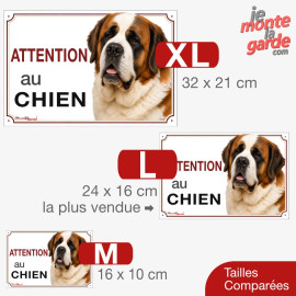 Saint-Bernard, plaque portail "Attention au Chien" résiste dehors, 3 Tailles