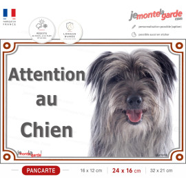 Labrit gris Tête, plaque portail "Attention au Chien" pancarte panneau berger des Pyrénées bleu photo arlequin