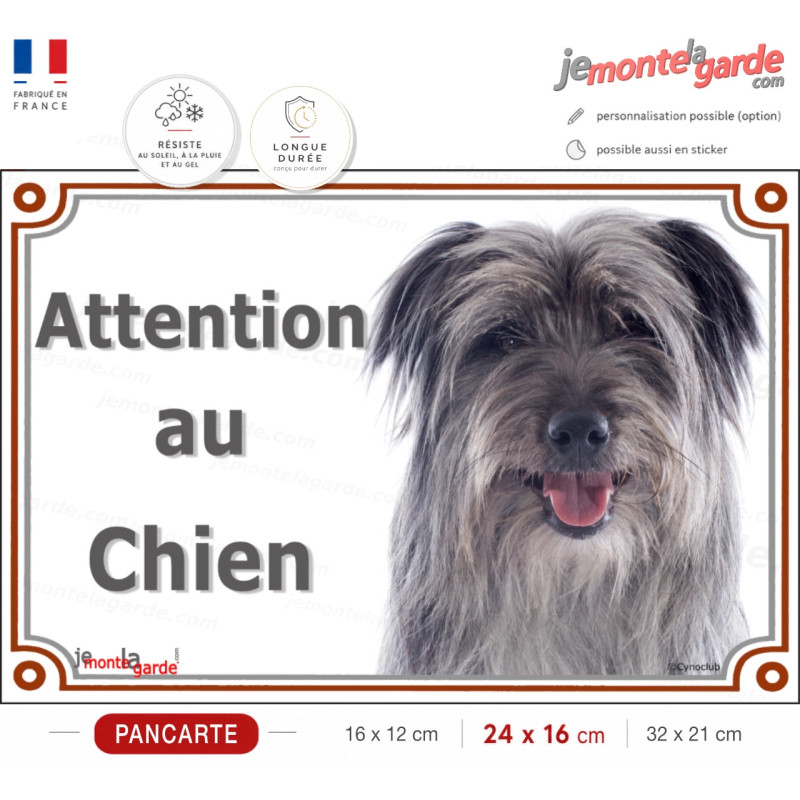 Labrit gris Tête, plaque portail "Attention au Chien" pancarte panneau berger des Pyrénées bleu photo arlequin