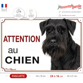Pancarte Schnauzer noir "ATTENTION au CHIEN" pour portail, signalétique française durable