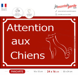 "Attention aux Chiens" Plaque de Rue pluriel Bordeaux portail couleur plusieurs chiens, rouge basque, résiste dehors