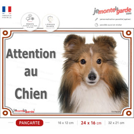 Berger des Shetland zibeline Fauve, plaque portail "Attention au Chien" Sheltie photo, résiste dehors, idée cadeau