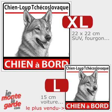 Autocollant voiture "Chien-Loup Tchécoslovaque à Bord" dessin, 2 Tailles