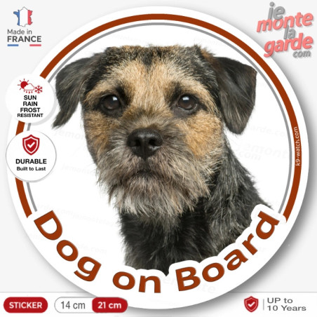 Border Terrier, car circle sticker "Dog on board" 2 Sizes
