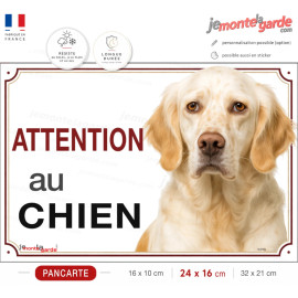 Pancarte Setter Anglais lemon belton "ATTENTION au CHIEN" pour portail, fabrication française durable