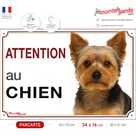 Pancarte Yorkshire Terrier "ATTENTION au CHIEN" portail
