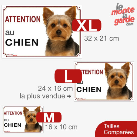 Yorkshire Terrier, plaque portail "Attention au Chien" 3 Tailles