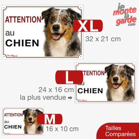 Berger Australien, plaque portail "Attention au Chien" 3 Tailles