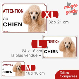 Caniche abricot clair, plaque portail "Attention au Chien" 3 Tailles